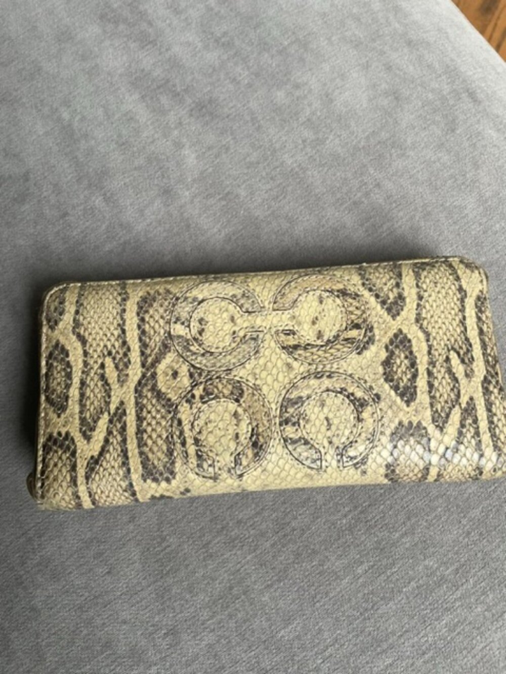 COACH ZIP WALLET, snakeskin leather